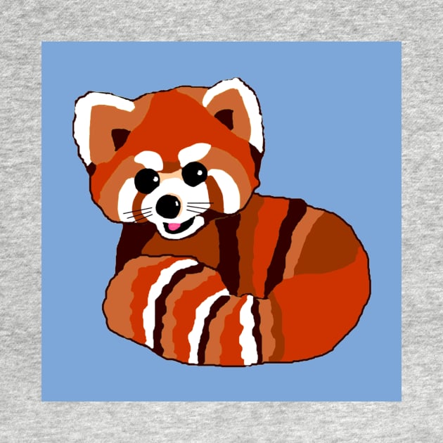 Red panda on blue 2 by bettyretro